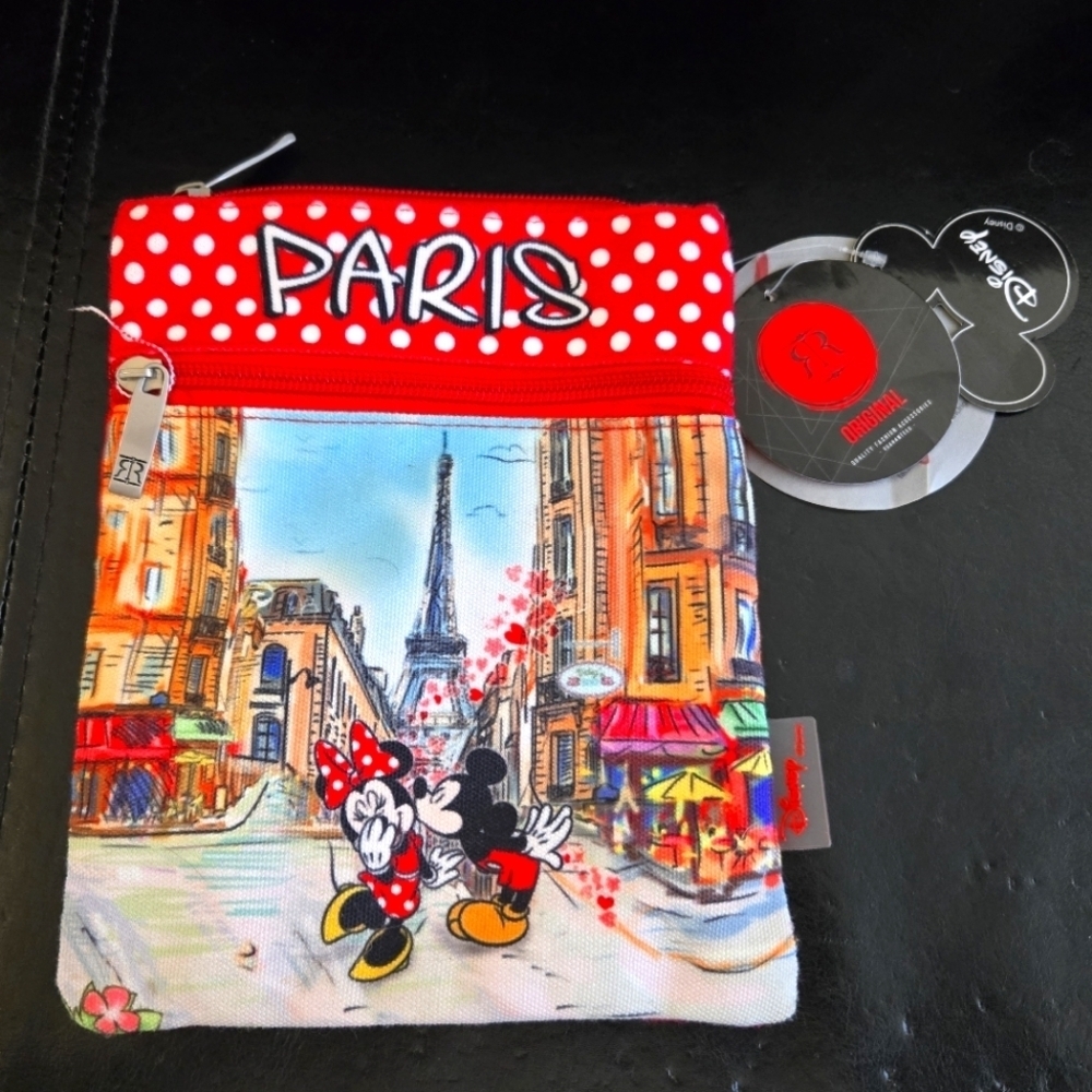 Robin Ruth Disney Mickey Minnie Paris Polka Dot Pouch Crossbody Purse Bag NWT